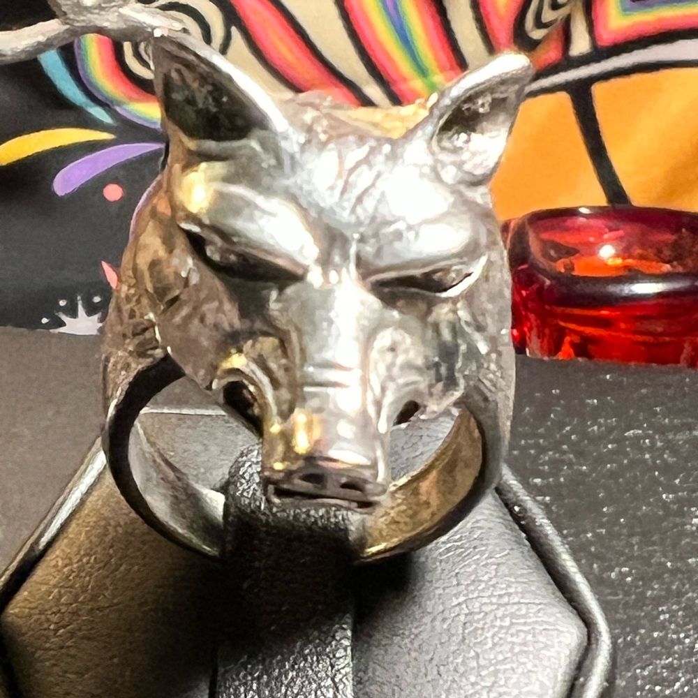 Sterling Silver Wolf Ring - image 2